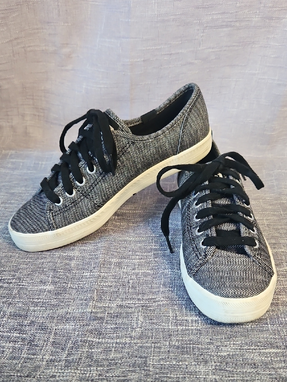 Keds Black & White Knit Lace-Up Sneakers